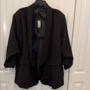 Boohoo Black Open-Front Shawl Collar Blazer
